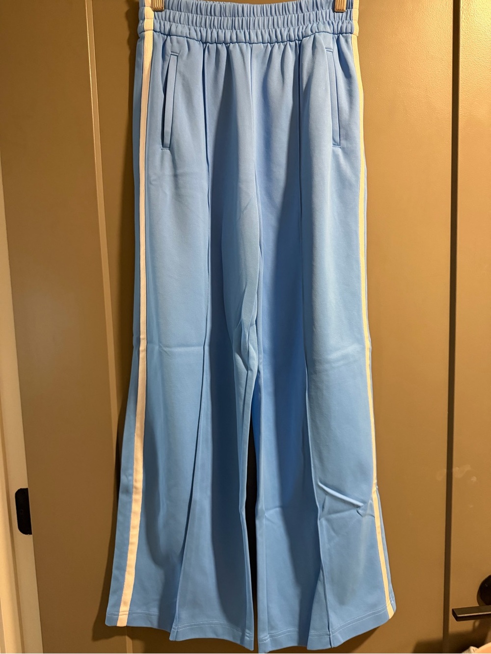 Athleta Light Blue Sweatpants with White Side Stripe